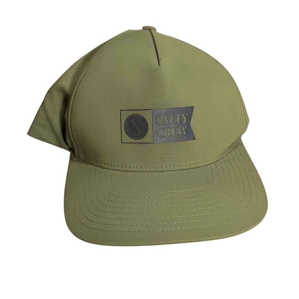 Salty Crew Snapback Hat OSFM Olive Green Performance Stretch Fishing‎ Cap